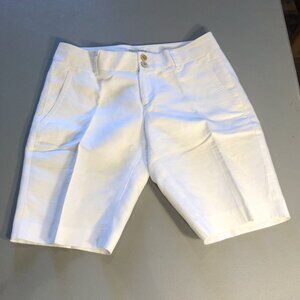 Banana Republic White Linen Blend Bermuda Shorts, Size 2